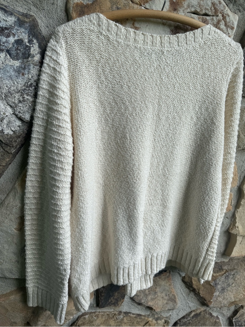 Jones New York Cream Cable-Front Crewneck Sweater XL Cotton Cottagecore Coastal - Picture 10 of 14